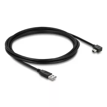 USB 2.0 laidas DELOCK Type-A kištukas į Mini-USB B kištuką stačiu kampu, 2 m, juodas
