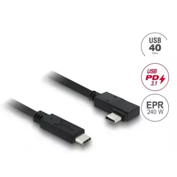 DELOCK Coaxial USB4 Gen 3x2 laidas USB-C į USB-C 40 Gbps PD 3.1 240 W kampu kairėn/dešinėn 1 m