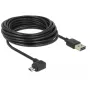 USB 2.0 laidas DELOCK Type-A į Micro-USB B kampu į kairę/dešinę, 5 m, juodas