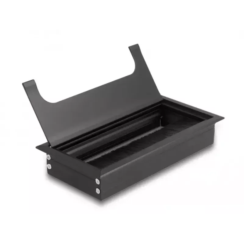 Kabelių pravedimo dangtelis DELOCK 66856 stalams, juodas, 80×160×28 mm, 1 vnt.