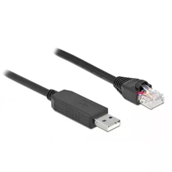DeLOCK 64158 USB 2.0 Type-A į RS-232 RJ45 konsolinis kabelis, 25 cm, juodas