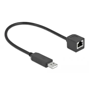Jungiamasis laidas DeLOCK 64162 USB 2.0 Type-A į RS-232 RJ45 25 cm juodas