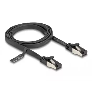 Tinklo laidas DeLOCK RJ45 Flat Patch Cable Cat.8.1 1 m juodas