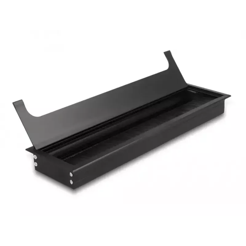 Kabelių pravedimo įdėklas DELOCK 66858, juodas, 80×300×28 mm