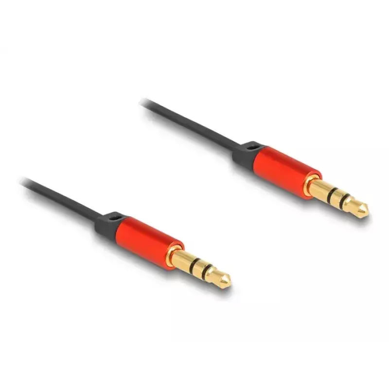 Garso kabelis DeLOCK 85369 0,9 m 3,5 mm kištukas-kištukas juodas raudonas paauksuotas