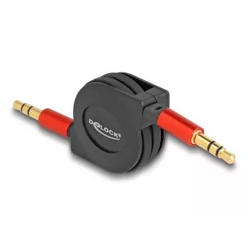 Garso kabelis DeLOCK 85369 0,9 m 3,5 mm kištukas-kištukas juodas raudonas paauksuotas