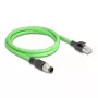 DeLOCK M12 A-koduotas 8 kontaktų kištukas į RJ45 kištuką, PUR (TPU) tinklo kabelis 2 m