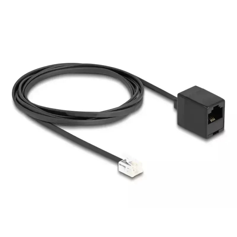 DeLOCK telefono kabelis RJ11 kištukas – RJ45 lizdas, juodas, 2 m