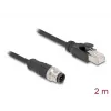 Tinklo kabelis DeLOCK M12 D-koduotas 4 kontaktų vyriškas į RJ45 vyrišką Cat5e 2 m Juodas