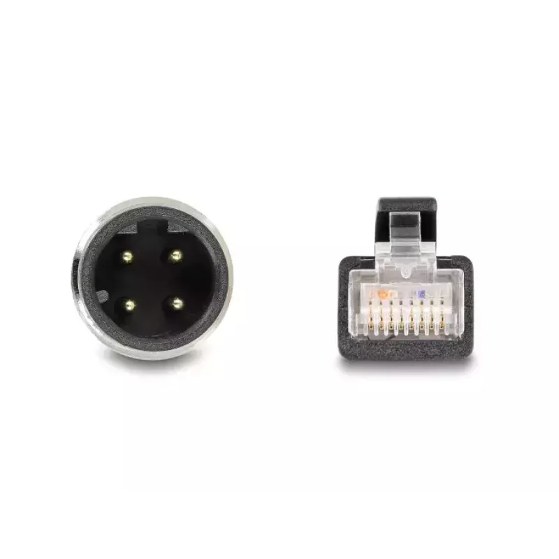 Tinklo kabelis DeLOCK M12 D-koduotas 4 kontaktų vyriškas į RJ45 vyrišką Cat5e 2 m Juodas