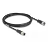 DeLOCK M12 tinklo kabelis D-coded 4 kontaktų vyriškas į moterišką Cat5e 2 m juodas