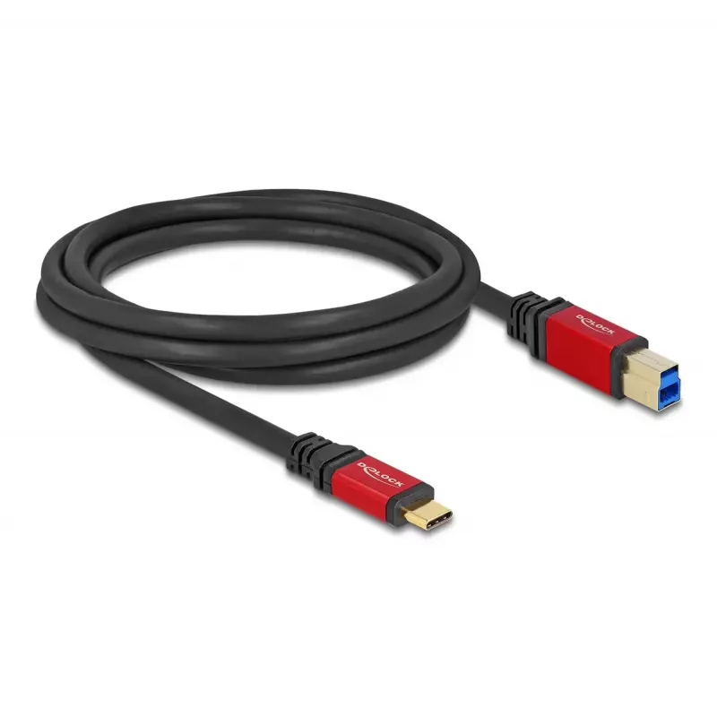 DeLOCK USB laidas USB Type-C į USB Type-B 2m 5Gbps raudonas metalinis