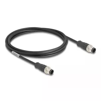 DeLOCK M12 A-koduotas 8 kontaktų vyriškas-vyriškas Ethernet kabelis Cat5e 2 m juodas