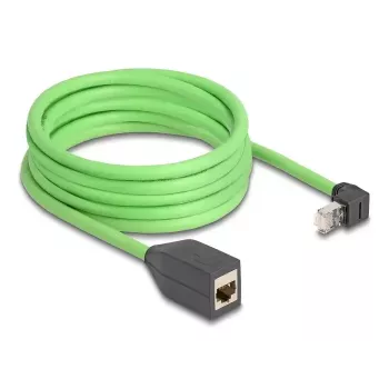 DeLOCK RJ45 Cat.6A kabelis su į viršų kampuotu kištuku į lizdą 5 m žalias