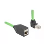 DeLOCK RJ45 Cat.6A aukštyn lenktas kištukas į lizdą 1 m žalias tinklo kabelis