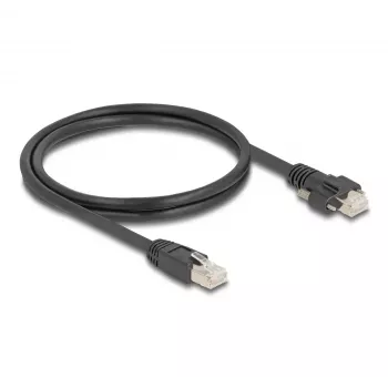 DeLOCK RJ45 kištukas į RJ45 kištuką 1m Cat.6A S/FTP juodas