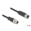 Tinklo kabelis DeLOCK M12 X-koduotas 8 kontaktų vyriškas į moterišką Cat5e 1m juodas