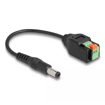 DeLOCK DC laidas 2,1 x 5,5 mm kištukas į 2 kontaktų gnybtų bloką 15 cm