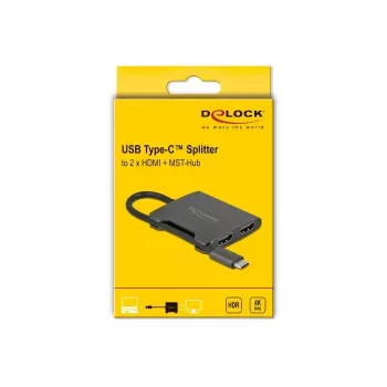 DeLOCK USB Type-C skirstytuvas DP Alt Mode į 2x HDMI MST 4K 60 Hz