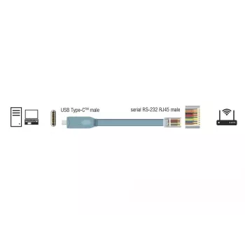 Serijinis kabelis DeLOCK 89917 USB 2.0 Type-C RJ45 pilkas 0,5 m