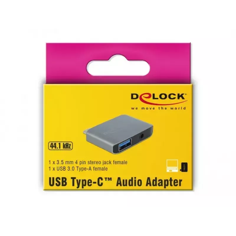 DeLOCK 63965 USB-C garso adapteris su 3,5 mm lizdu ir USB-A, antracitinis