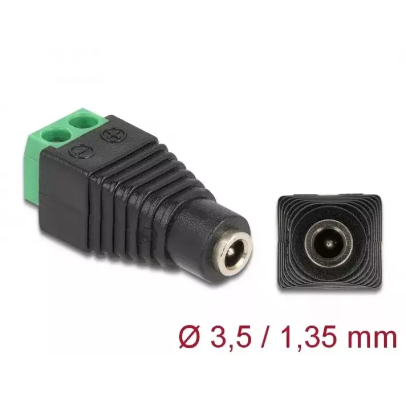 Adapteris DC 1,35 x 3,5 mm lizdas į gnybtų bloką 2 kontaktų DeLOCK 66730