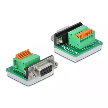 Adapteris D-Sub9 moteriškas į gnybtų bloką su mygtuku DeLOCK 66557