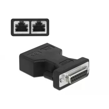 Adapteris DeLOCK D-Sub 15 pin moteriškas į 2 x RJ45 moteriškas AUI 66806