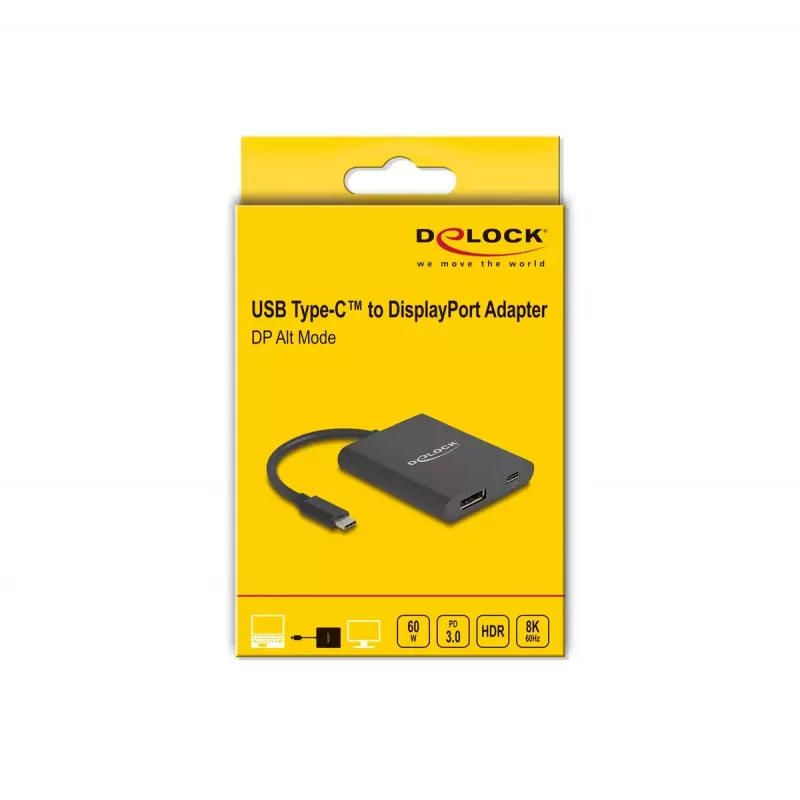 DeLOCK USB-C adapteris į DisplayPort 8K HDR su Power Delivery 60W