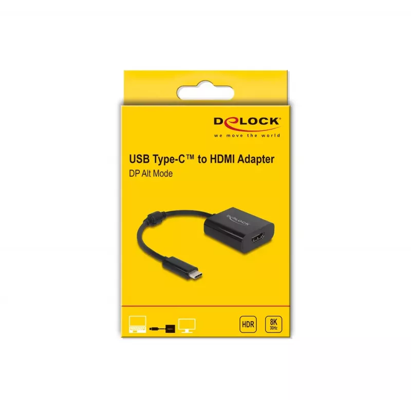 DeLOCK USB Type-C adapteris į HDMI 8K HDR juodas 0,15 m