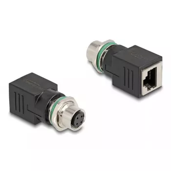 DeLOCK M12 adapteris D-koduotas 4 kontaktų moteriškas į RJ45 lizdą tiesus