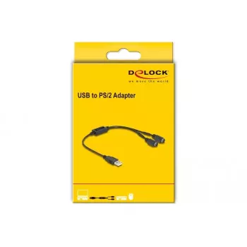 DeLOCK 61061 PS/2 kabelis 0,43 m 2x 6 kontaktų Mini-DIN USB A juodas