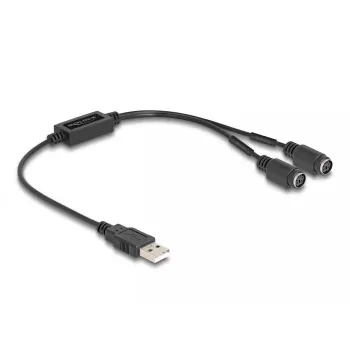 DeLOCK 61061 PS/2 kabelis 0,43 m 2x 6 kontaktų Mini-DIN USB A juodas