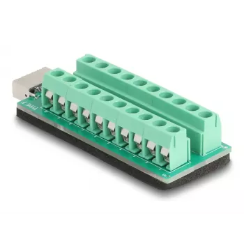 Lyties keitiklis DELOCK 67189 – USB Type‑E Key A į 20 kontaktų gnybtų bloką, juodas/žalias