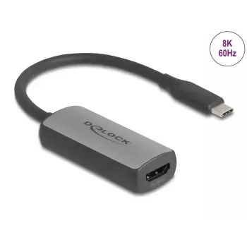 Adapteris DELOCK 64264 USB Type-C į HDMI, DP Alt Mode, 8K 60Hz HDR, 0,17 m, aliuminis, juoda/pilka