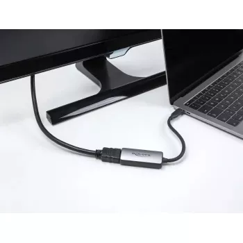 Adapteris DELOCK 64264 USB Type-C į HDMI, DP Alt Mode, 8K 60Hz HDR, 0,17 m, aliuminis, juoda/pilka