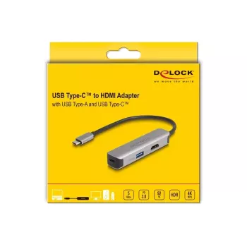DeLOCK USB Type-C adapteris į HDMI 4K 60 Hz USB Type-A USB Type-C PD 92 W