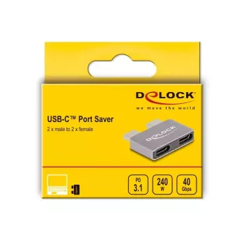 DeLOCK Adapter USB 40 Gbps USB Type-C 2 x kištukas į 2 x lizdas, portų apsauga, metalinis
