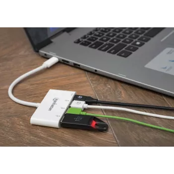 Manhattan USB-C Dock/Hub, 4 prievadai (3x USB-A, 1x USB-C), 5 Gbps (USB 3.2 Gen1), 60W Power Delivery