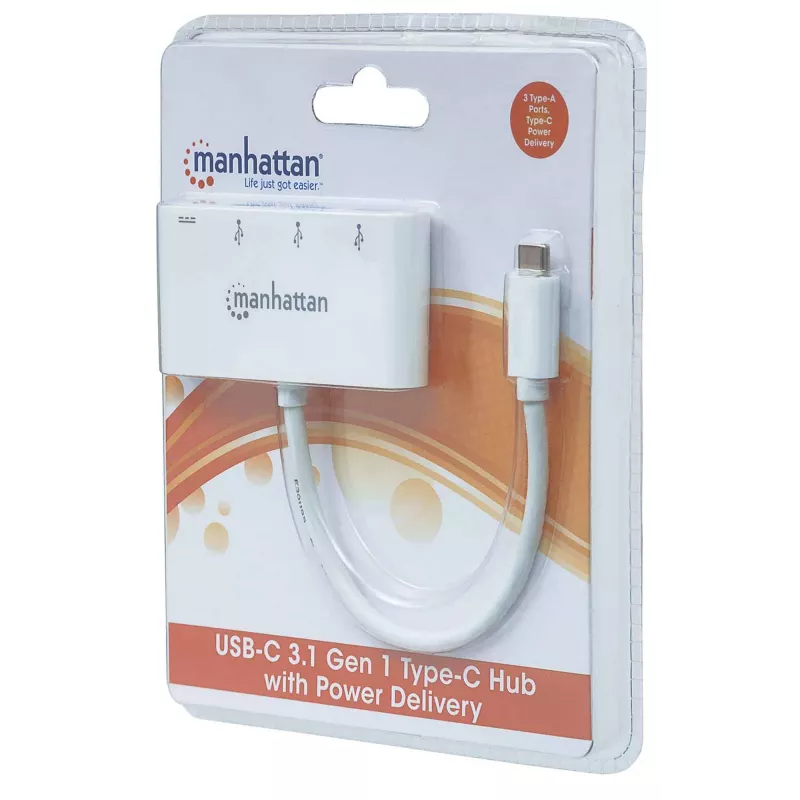 Manhattan USB-C Dock/Hub, 4 prievadai (3x USB-A, 1x USB-C), 5 Gbps (USB 3.2 Gen1), 60W Power Delivery