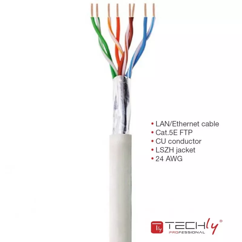 Techly ITP-C5F-305-RIS tinklo kabelis, 305 m, Cat5e, F/UTP (FTP), pilka