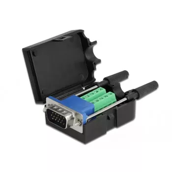 Jungtis DeLOCK 66258 VGA 15 kontaktų į 10 kontaktų gnybtų bloką, juoda