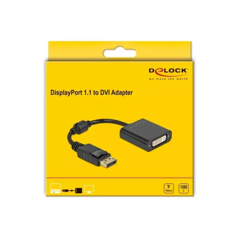 Adapteris DisplayPort 1.1 kištukas – DVI lizdas pasyvus juodas DeLOCK 61008