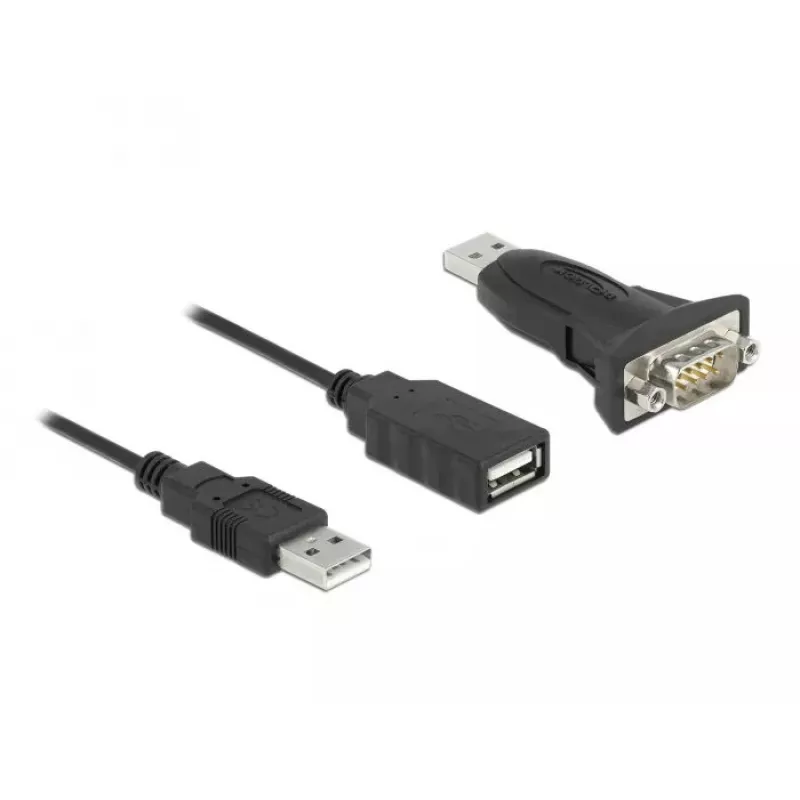 DeLOCK adapteris USB 2.0 Type-A į RS-232 D-Sub 9 kontaktų kištukas 0,8 m juodas