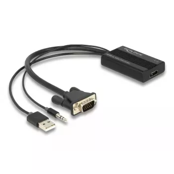 DeLOCK HDMI į VGA adapteris su garsu 25 cm HDMI A tipas VGA D-Sub