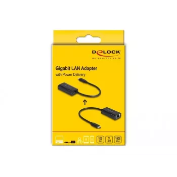 DeLOCK 61026 lyties keitiklis USB-C į RJ45, juodas