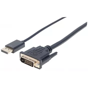 Manhattan DisplayPort 1.2a į DVI-D 24+1 laidas, 1080p@60Hz, 3m, Kištukas į kištuką, Pasyvus, Suderinamas su DVI-D, Juodas, Trejų metų garantija