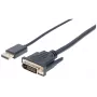 Manhattan DisplayPort 1.2a į DVI-D 24+1 laidas, 1080p@60Hz, 3m, Kištukas į kištuką, Pasyvus, Suderinamas su DVI-D, Juodas, Trejų metų garantija
