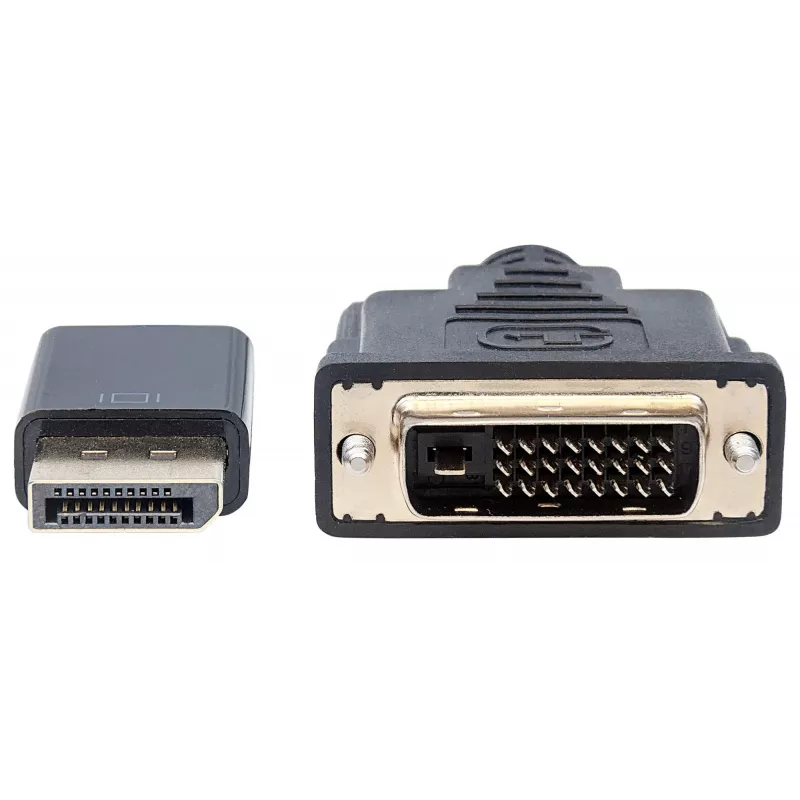 Manhattan DisplayPort 1.2a į DVI-D 24+1 laidas, 1080p@60Hz, 3m, Kištukas į kištuką, Pasyvus, Suderinamas su DVI-D, Juodas, Trejų metų garantija