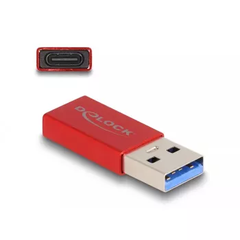 DeLOCK USB adapteris USB-A kištukas į USB-C lizdą raudonas 10 Gbps